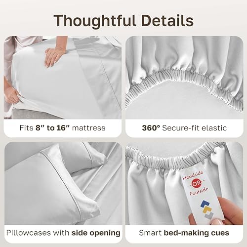 California Design Den 100% Cotton Sateen Deep Pocket King Sheet Set - Image 4