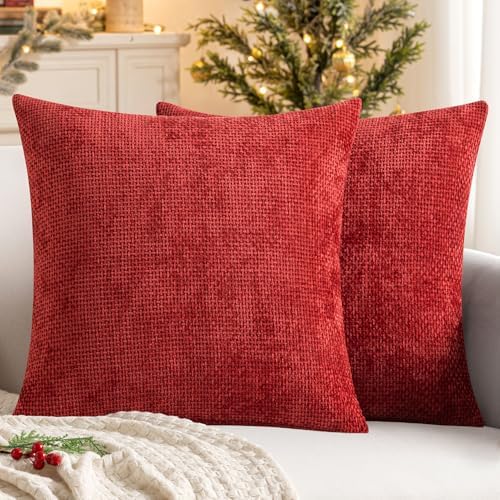 MIULEE Decorative Couch Throw Pillow Covers 18x18 Inch Christmas Red 2 Pack by MIULEE