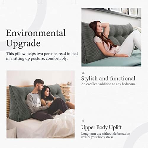 Headboard Pillow Full Dorm Back Support Reading Pillow, Dark Gray - Image 5