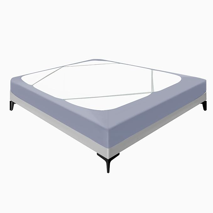 Biscaynebay Decorative Box Spring Cover Full & Full XL Size, Silver Grey Luxurious Jersey Knitting Stretchy Wrap Around 4 Sides Bed Skirt for Home/Hotels, Easy Fit Wrinkle & Fade Free Machine Washable