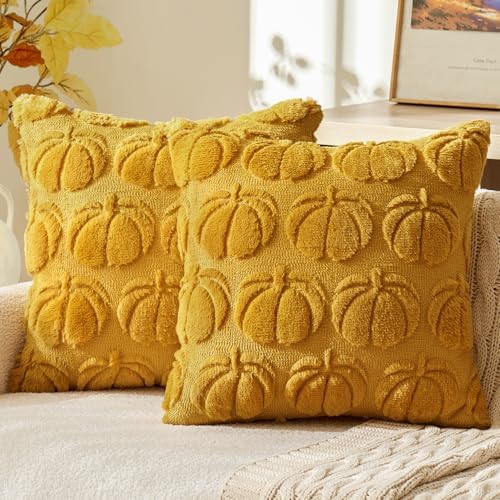 MIULEE Fall Pillow Covers Pumpkin Fall Decor 18x18 Mustard Yellow by MIULEE