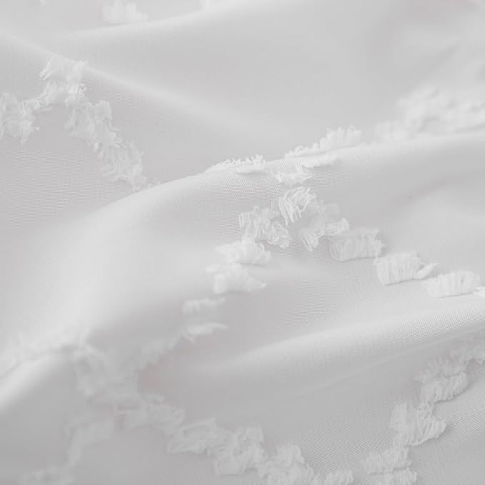 Bed Skirt Queen Size Ruffled Bed Skirt with Split Corners, 14 Inch Drop Dust Ruffle Bed Skirts with Platform, Boho Tufted Shabby Chic Full Size Bed Skirts, White