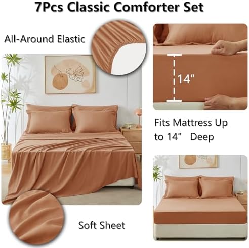 CozyLux King Comforter Set 102"x90" Pumpkin - Image 5
