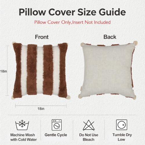 Boho Throw Pillow Covers 18x18 Tufted Home Decorations Dark Rust - Image 5