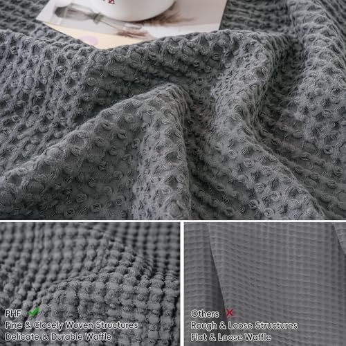 PHF Cotton Waffle Lumbar Pillow Covers 12" x 20", Charcoal Grey, No Insert - Image 4