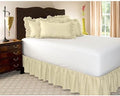 Rajlinen Ruffled Bed Skirt Queen, 15 Inch Drop Dust Ruffle with Split Corners, 100% Microfiber Bedskirt with Platform, Three-Sided Coverage Ruffled Gathering Design, Ivory