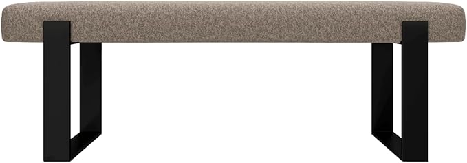 VANT Upholstered Bed Bench - Faux Merino Wool Brown - Matte Black - Contemporary Modern, Bedroom Bench Seat, Hallway, or Entryway