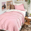 HYMOKEGE Pink/Ivory Twin Comforter Set Seersucker 5 Pieces, All Season Luxury by HYMOKEGE