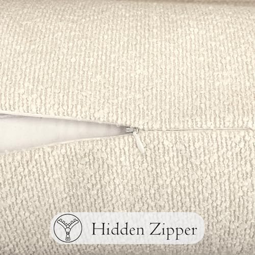 JoraLion 14x26 inch Boucle Lumbar Pillow Cover, Cream Woven Texture Neutral - Image 5
