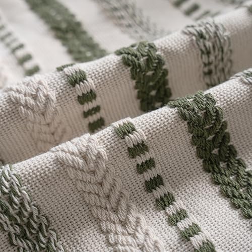 Cethom Green Boho Throw Pillow Covers 12x20 Inch Set of 2, Stripe Textured - Image 4