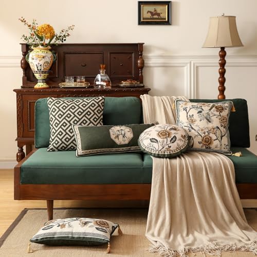 ISAENNE Vintage Elegant Linen Square Throw Pillow Cover - Image 3