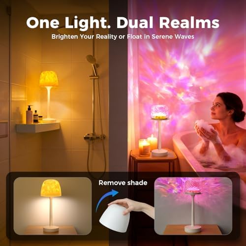 2-Pack Waterproof Shower Lamp Rechargeable LED Ocean Projector - Image 2