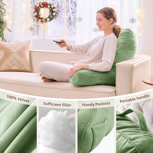 Sasttie Reading Pillow for Bed, Back Pillow for Sitting Up, Sage Green - Image 5