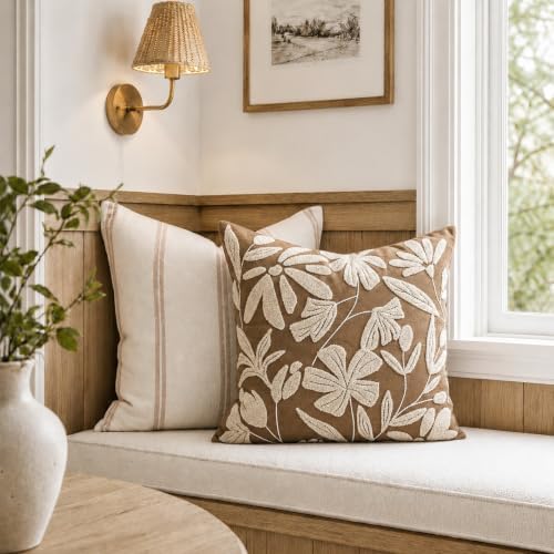 BlissBlush 20x20 Throw Pillow Cover, Square Brown Decorative Cushion Cover - Image 5