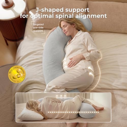 Momcozy J Shaped Pregnancy Pillow, Maternity Body Pillow - Image 2