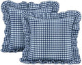 Gingham Throw Pillow Covers 22x22, Ruffle Trim by Jilboo