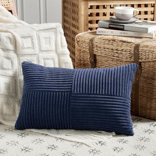 Fancy Homi 2 Packs Navy Blue Lumbar Decorative Throw Pillow Covers 16x32 Inch - Image 2