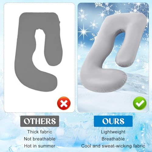 Hahafelt Cooling Pregnancy Pillow Cover 59 Inch Large J Shaped Full Body - Image 3