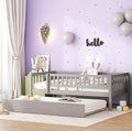 Bellemave Twin Kids Bed Frames with Rails for Kids, Twin daybed with Trundle for Boys/Girls/Adults，Gray