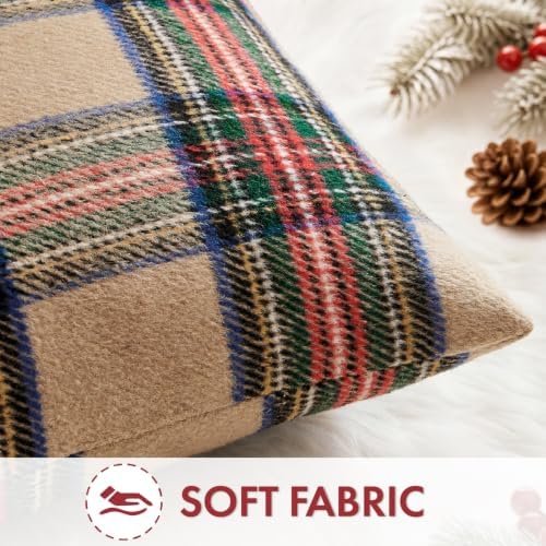 EMEMA Christmas Plaid Pillow Covers 20x20 Set of 2, Tartan Throw Pillow Covers - Image 2