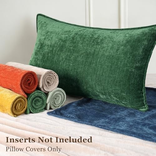 decorUhome Chenille Green Velvet Throw Pillow Covers 20x20 Set of 2 - Image 6