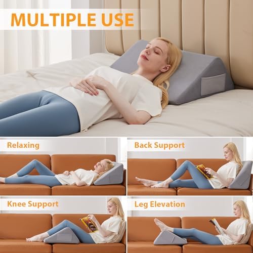 Ruqmuis Knee Pillow for Back Sleeping, 8” Knee Wedge Pillow to Elevate Knee - Image 2