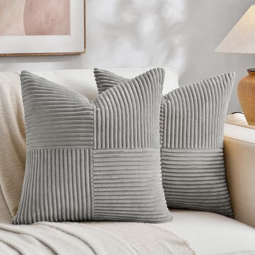 Fancy Homi 2 Packs Grey Samll Decorative Throw Pillow Covers 14x14 Inch by Fancy+Homi