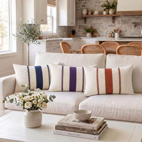 Fancy Homi Set of 2 Boho Burnt Orange Lumbar Decorative Throw Pillow Cover - Image 2