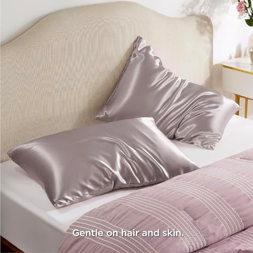 Bedsure Satin Pillowcase with Zipper, Similar to Silk Pillow Cases 2 Pack - Image 2