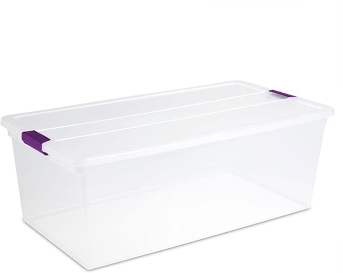 Sterilite 4-Pack 110 Quart ClearView Latch Box, Stackable Organizer Bins with Latching Lids - Clear Plastic Organization Containers for Closet, Bedroom, Shelving Units and Everyday Home Storage