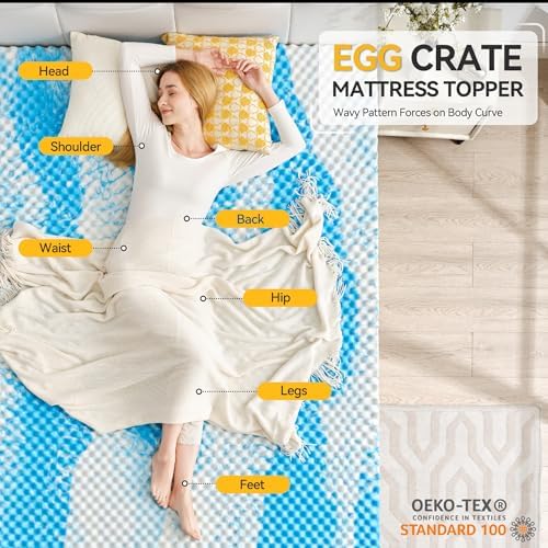 SINWEEK 3 Inch Egg Crate Memory Foam Mattress Topper Queen Size, Soft Mattress - Image 2