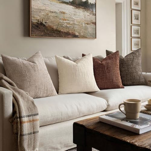 MIULEE Chenille Textured Fall Throw Pillow Covers Brown 18x18 Set of 2 - Image 5