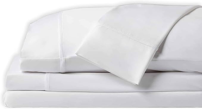 SHEEX - Original Performance Sheets Set (Split King) Bright White - Cooling Sheets - Moisture Wicking - 1 Flat Cooling Sheet, 1 Fitted Cooling Sheet, 2 King Pillow Covers - Wrinkle Free - Sleep Aid