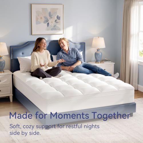 ELEMUSE Full Mattress Topper, Extra Thick Pillow Top Mattress Pad Cover - Image 2
