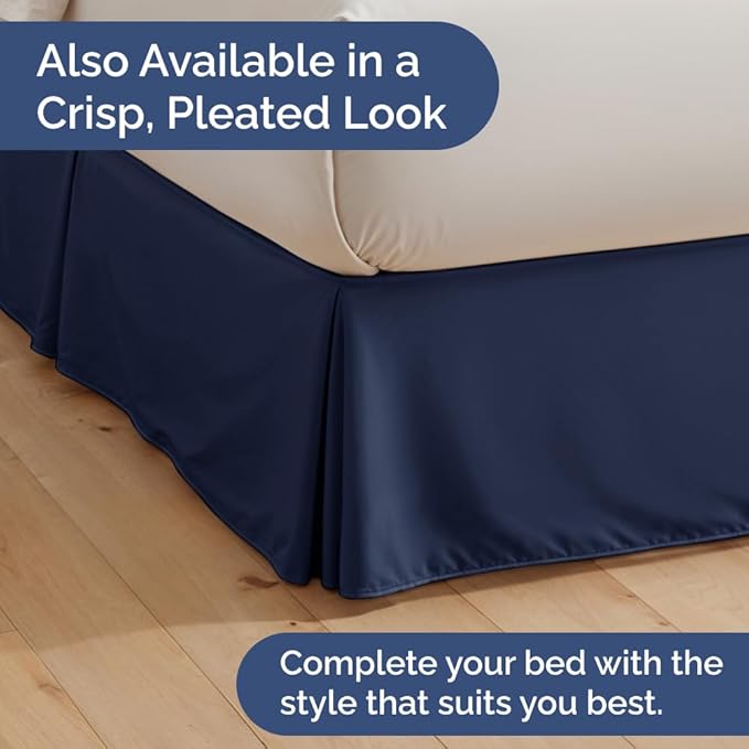 Bedskirt King Size Ruffle - 15 inch Drop Dust Ruffle Bed Skirt with Platform - Ultra-Soft, Easy Fit, Premium Hotel Quality - Wrinkle, Fade & Shrink Resistant - for Women, Men, Kids and Teens - Navy