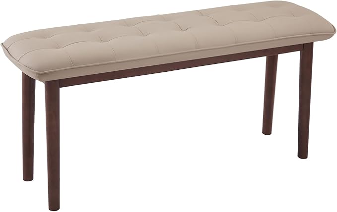 40'' Solid Wood Dining Bench with Cushion, Faux Leather Upholstered Bench for Dining Room Table, Kitchen, Entryway, or Bedroom End of Bed