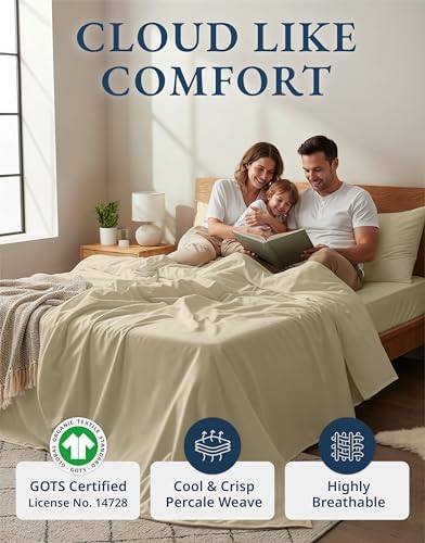 LANE LINEN 100% Organic Cotton Twin Size Bed Sheets, Fully Elasticized - Image 2