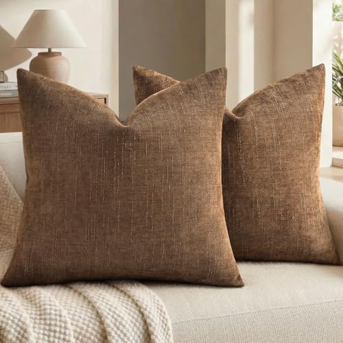 decorUhome Chenille Decorative Throw Pillow Covers 18x18 Set of 2 by decorUhome