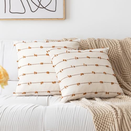 YEENAASY Boho Throw Pillow Covers 18x18 Set of 2 Farmhouse Pillow Cases - Image 6