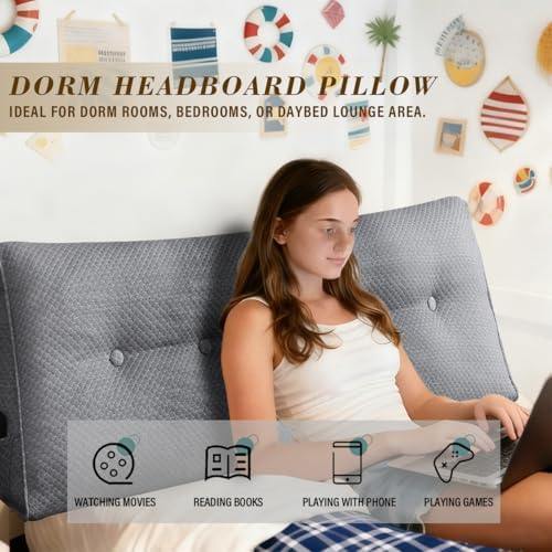 Wedge Headboard Pillow for Bed, Full Dorm Headboard Pillow Support for Sitting - Image 5