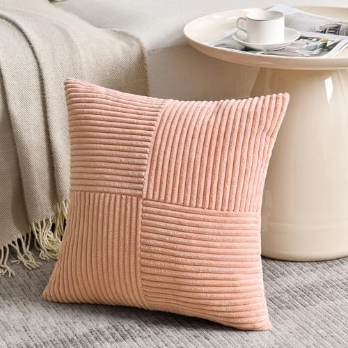 Fancy Homi 2 Packs Peach Decorative Throw Pillow Covers 16x16 Inch - Image 2