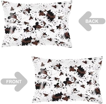 Silk Satin Pillowcase for Hair and Skin, Cow Print Throw Pillow Cover Queen - Image 3