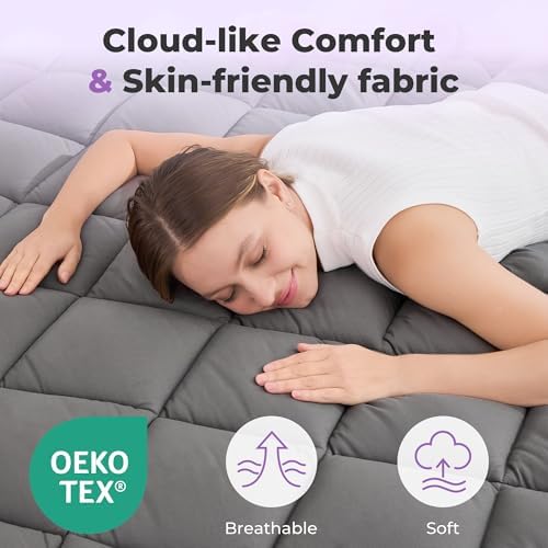 SINWEEK 5 Inch Dual Layer Memory Foam Mattress Topper Queen Size, 2 Inch Gel - Image 3