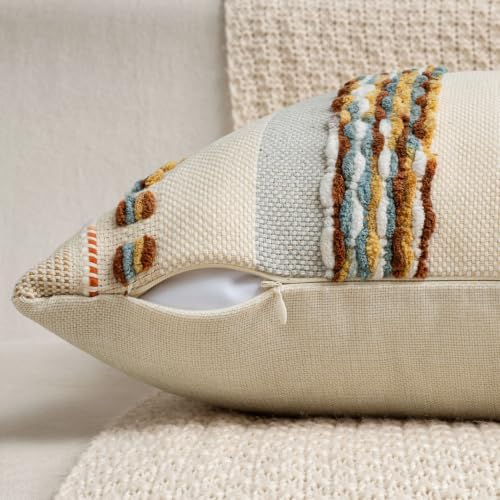 ANRODUO Boho Decorative Throw Pillow Covers 20x20 Inch Rust Blue Pack of 2 - Image 5