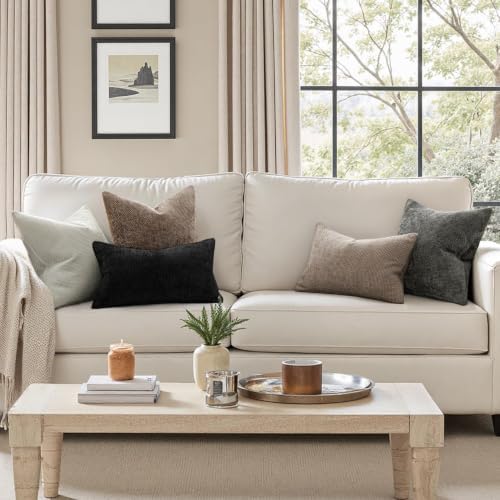 MIULEE Dercorative Lumbar Throw Pillow Covers 12x20 Inch Grey-White 2 Pack - Image 3