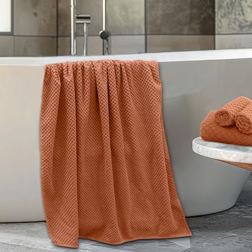 COTTON CRAFT Euro Spa Waffle Weave 6 Piece Towel Set - 100% Cotton - Mocha - Image 4