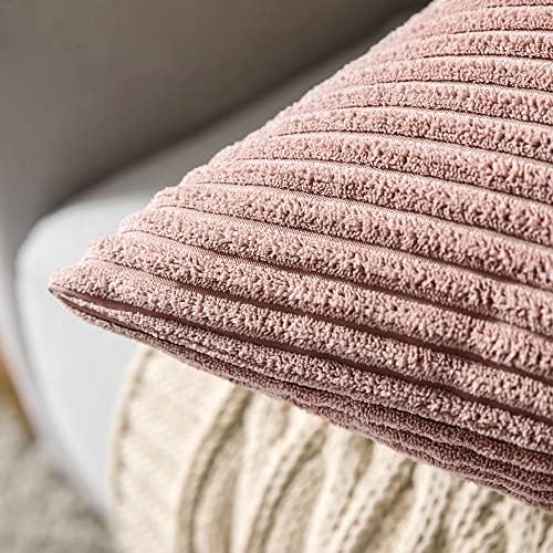 MIULEE Euro Corduroy Throw Pillow Covers Set of 2 24x24 Blush Pink - Image 2