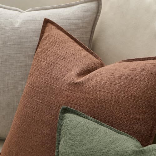 MIULEE Thick Textured Rust Decorative Fall Throw Pillow Covers 20x20 Inch - Image 3