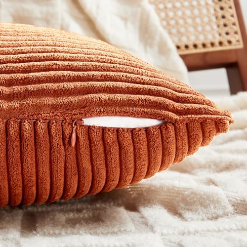 Fancy Homi Set of 2 Burnt Orange Decorative Throw Pillow Covers 22x22 Inch - Image 3