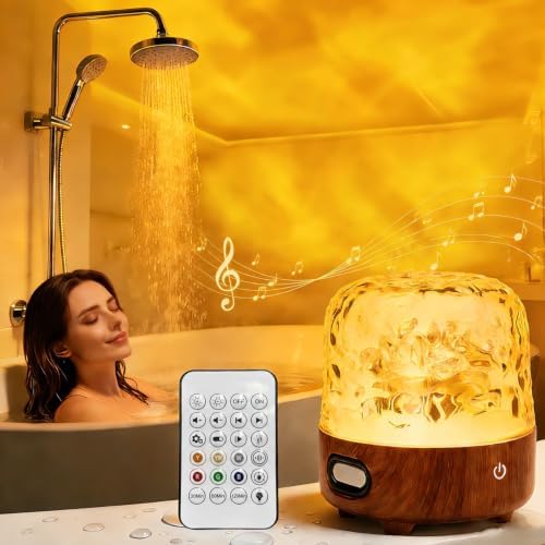 Waterproof Shower Lamp, Bluetooth Speaker, Ocean Wave Projector Light by CHLORANTHUS